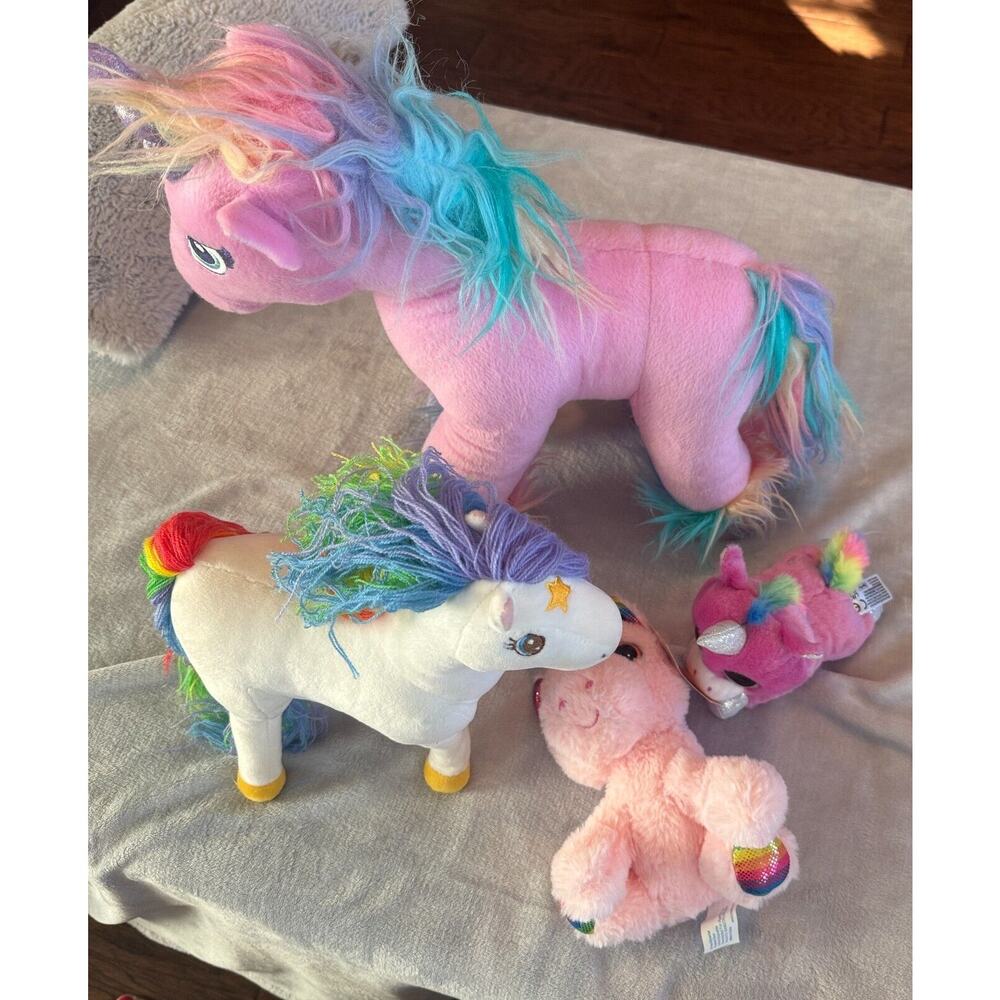 Unicorn Pink Plush Lot of 4 Stuffed Toy Animal Build a bear hallmark & zuru